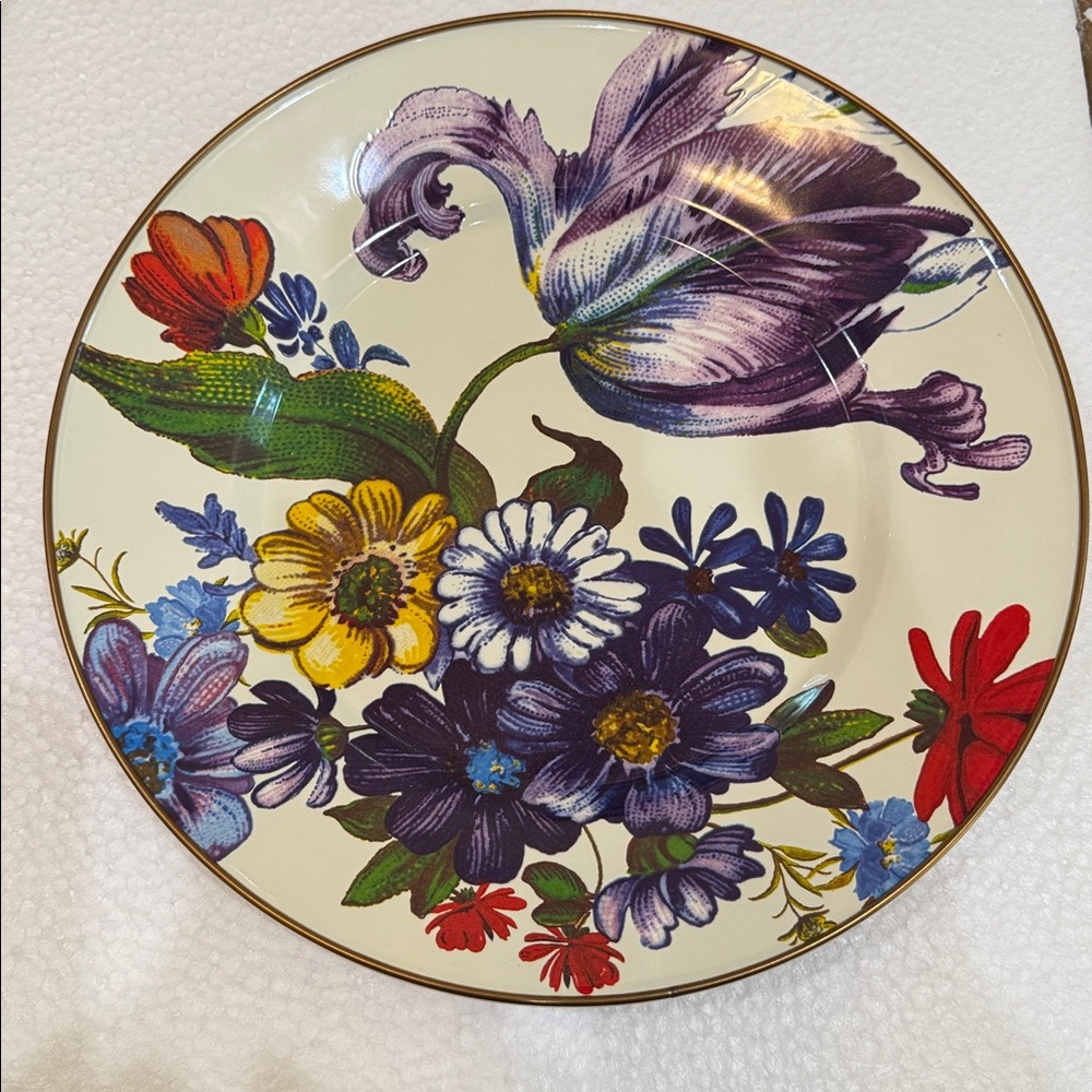 MacKenzie-Childs White Flower Market Dinner Plate